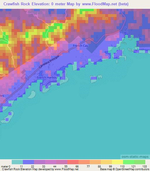 Crawfish Rock,Honduras Elevation Map