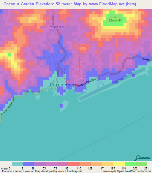 Coconut Garden,Honduras Elevation Map