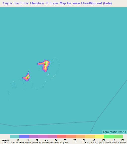 Cayos Cochinos,Honduras Elevation Map