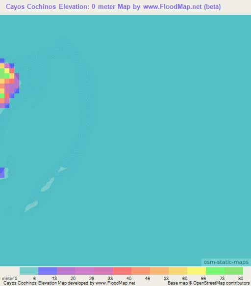 Cayos Cochinos,Honduras Elevation Map