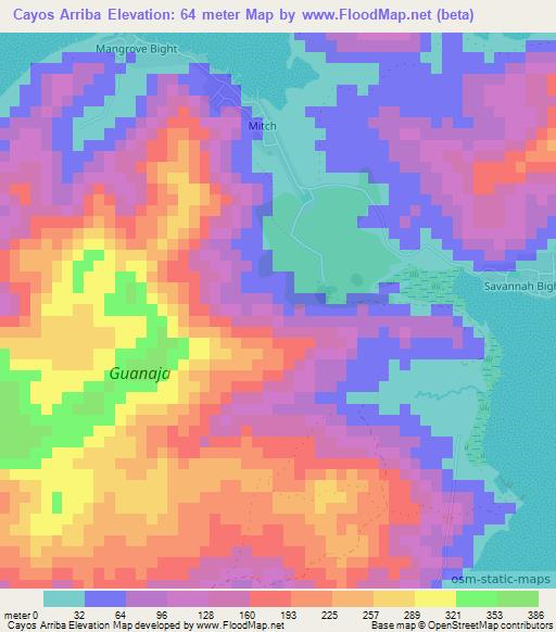 Cayos Arriba,Honduras Elevation Map