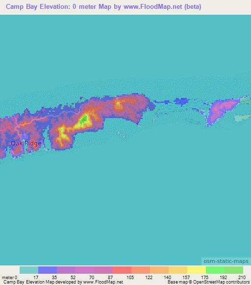 Camp Bay,Honduras Elevation Map