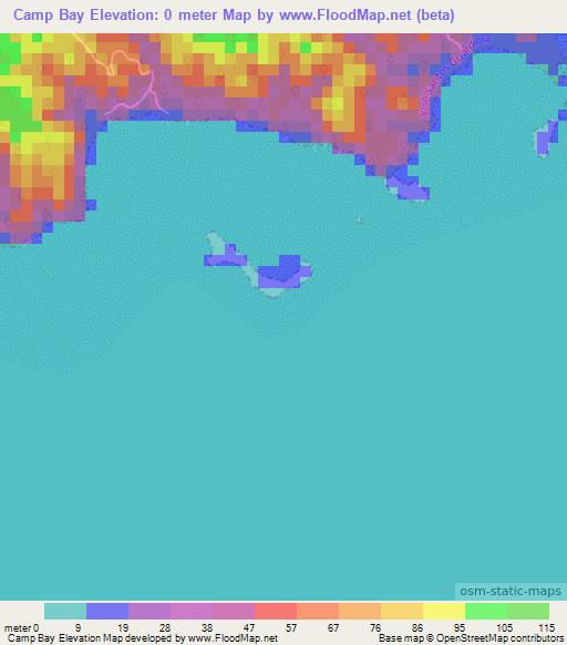 Camp Bay,Honduras Elevation Map