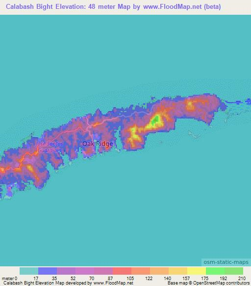 Calabash Bight,Honduras Elevation Map