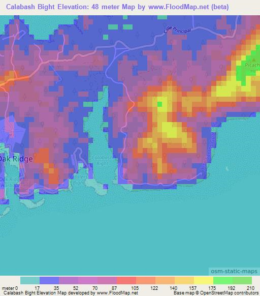 Calabash Bight,Honduras Elevation Map