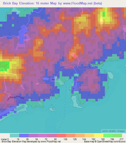 Brick Bay,Honduras Elevation Map