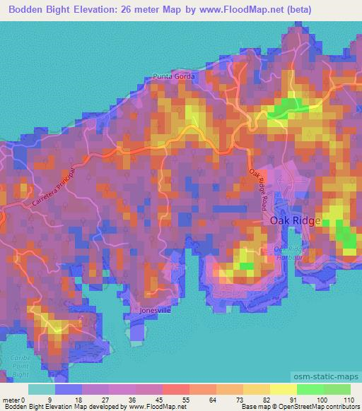 Bodden Bight,Honduras Elevation Map