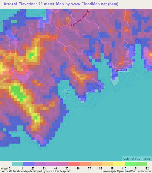 Arrozal,Honduras Elevation Map