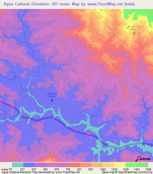 Agua Caliente,Honduras Elevation Map