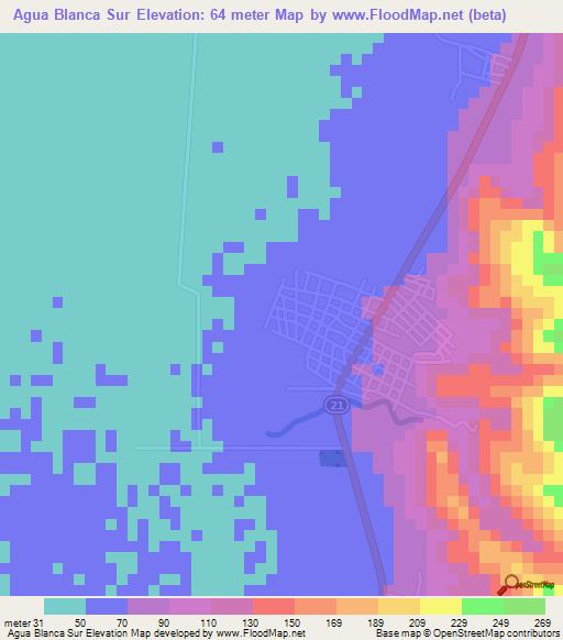 Agua Blanca Sur,Honduras Elevation Map