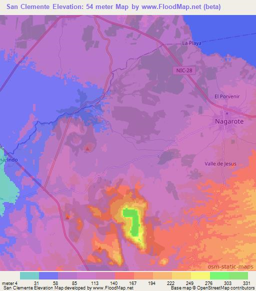 San Clemente,Nicaragua Elevation Map