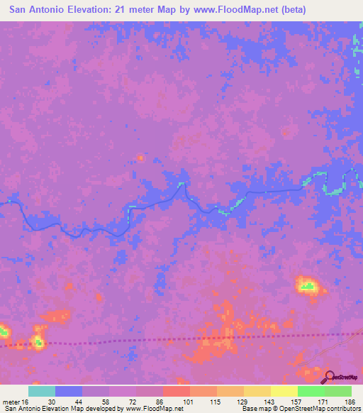 San Antonio,Nicaragua Elevation Map