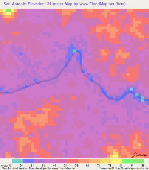 San Antonio,Nicaragua Elevation Map