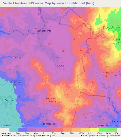 Salale,Nicaragua Elevation Map