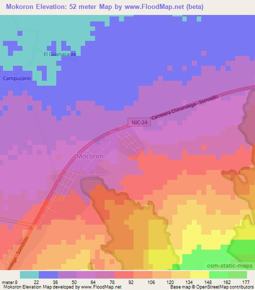 Mokoron,Nicaragua Elevation Map