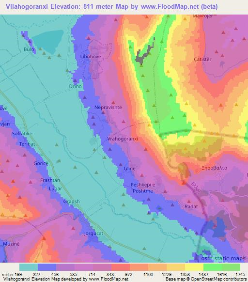 Vllahogoranxi,Albania Elevation Map