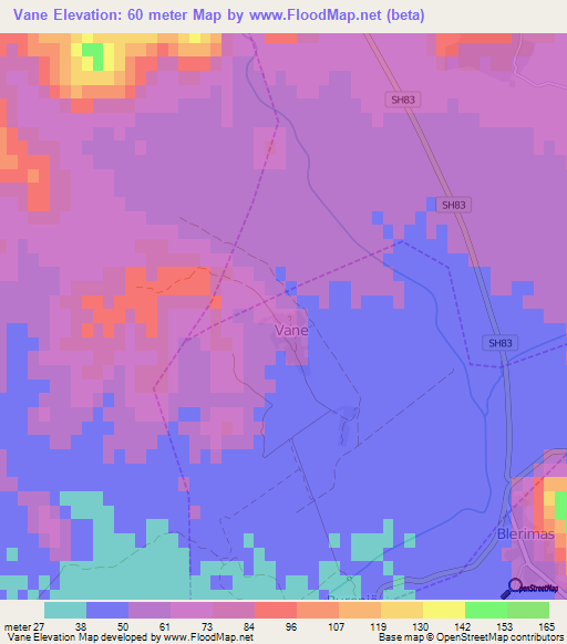 Vane,Albania Elevation Map