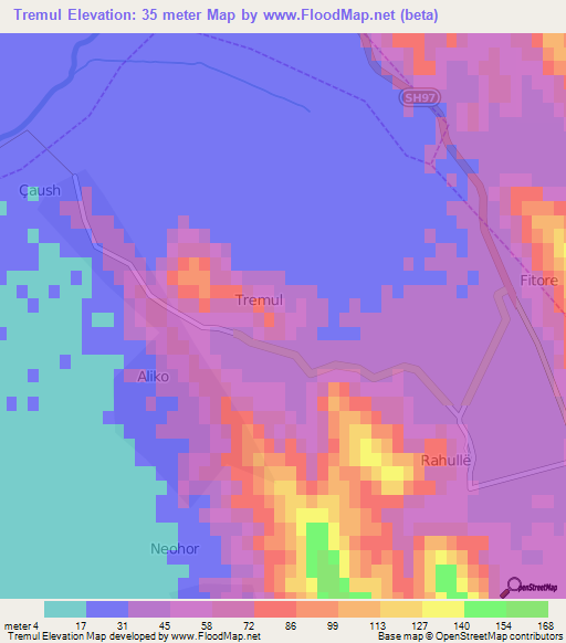 Tremul,Albania Elevation Map