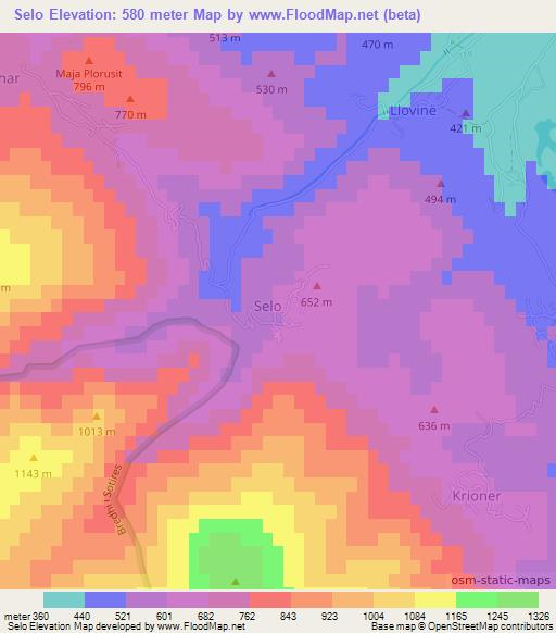 Selo,Albania Elevation Map