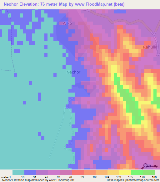 Neohor,Albania Elevation Map