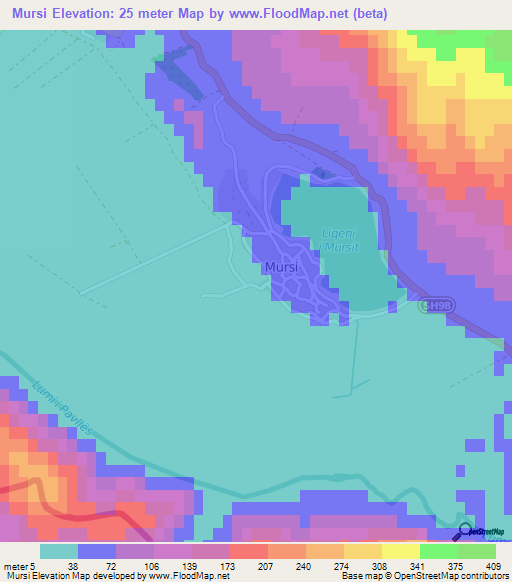 Mursi,Albania Elevation Map