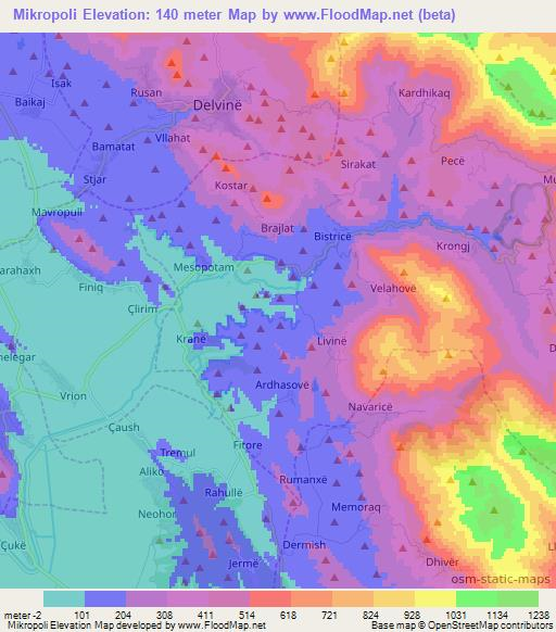 Mikropoli,Albania Elevation Map