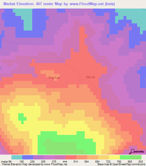 Markat,Albania Elevation Map