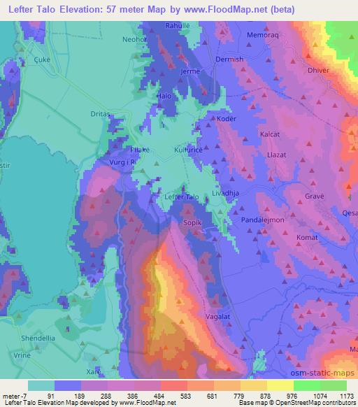 Lefter Talo,Albania Elevation Map