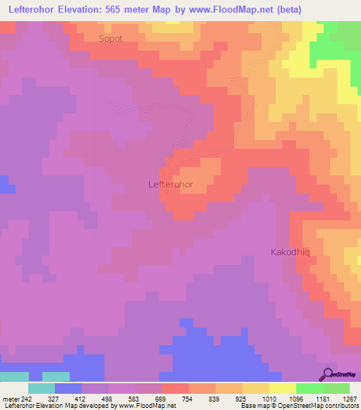 Lefterohor,Albania Elevation Map