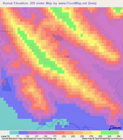 Komat,Albania Elevation Map