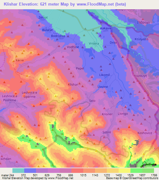 Klishar,Albania Elevation Map