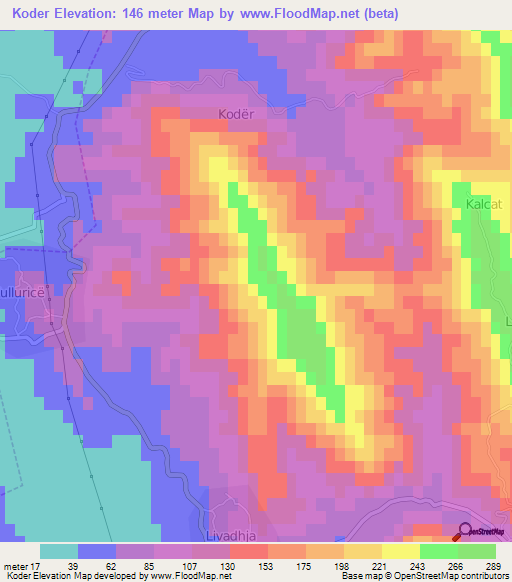 Koder,Albania Elevation Map