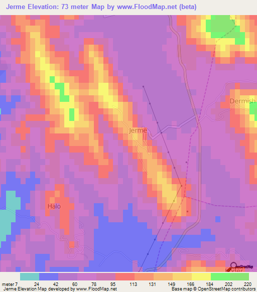 Jerme,Albania Elevation Map