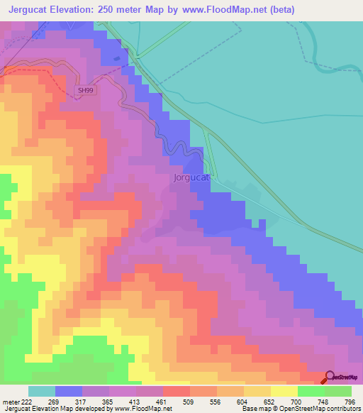 Jergucat,Albania Elevation Map