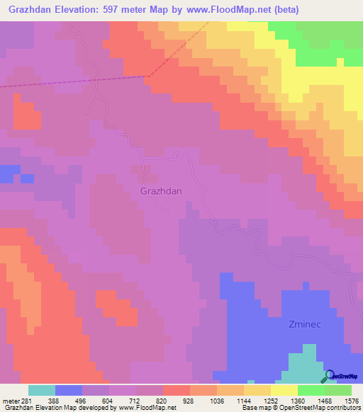 Grazhdan,Albania Elevation Map