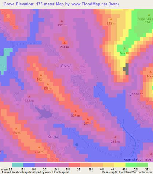 Grave,Albania Elevation Map