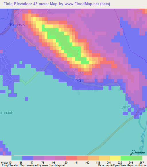 Finiq,Albania Elevation Map