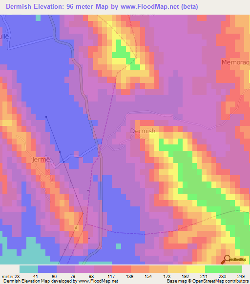 Dermish,Albania Elevation Map