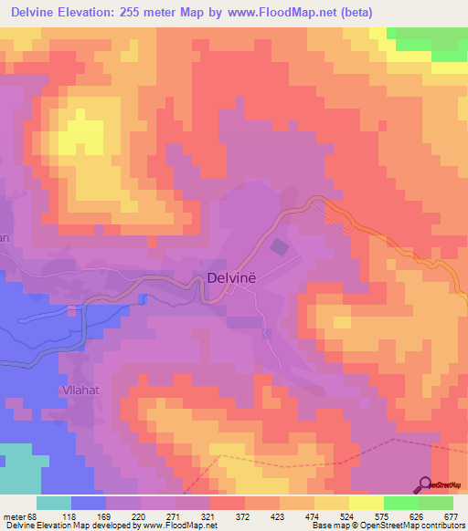 Delvine,Albania Elevation Map