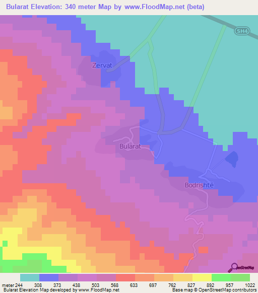 Bularat,Albania Elevation Map