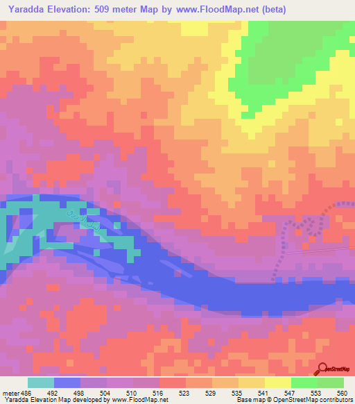 Yaradda,Sudan Elevation Map