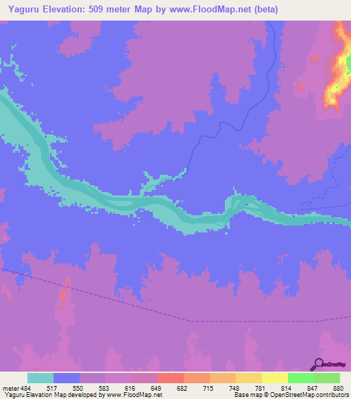 Yaguru,Sudan Elevation Map