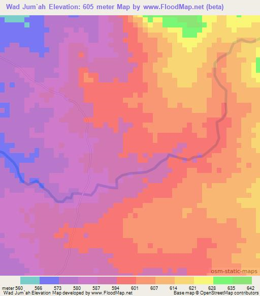 Wad Jum`ah,Sudan Elevation Map