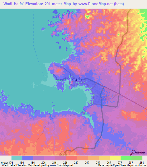 Elevation of Wadi Halfa',Sudan Elevation Map, Topography, Contour