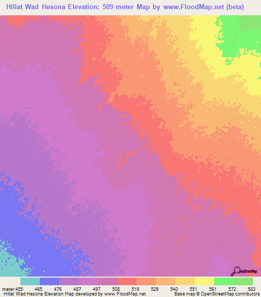 Hillat Wad Hesona,Sudan Elevation Map