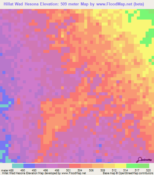 Hillat Wad Hesona,Sudan Elevation Map