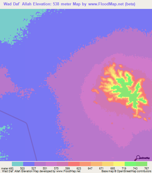 Wad Daf` Allah,Sudan Elevation Map