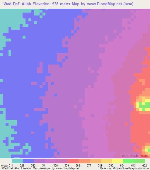 Wad Daf` Allah,Sudan Elevation Map