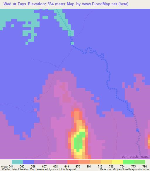 Wad at Tays,Sudan Elevation Map