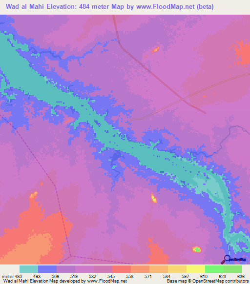 Wad al Mahi,Sudan Elevation Map